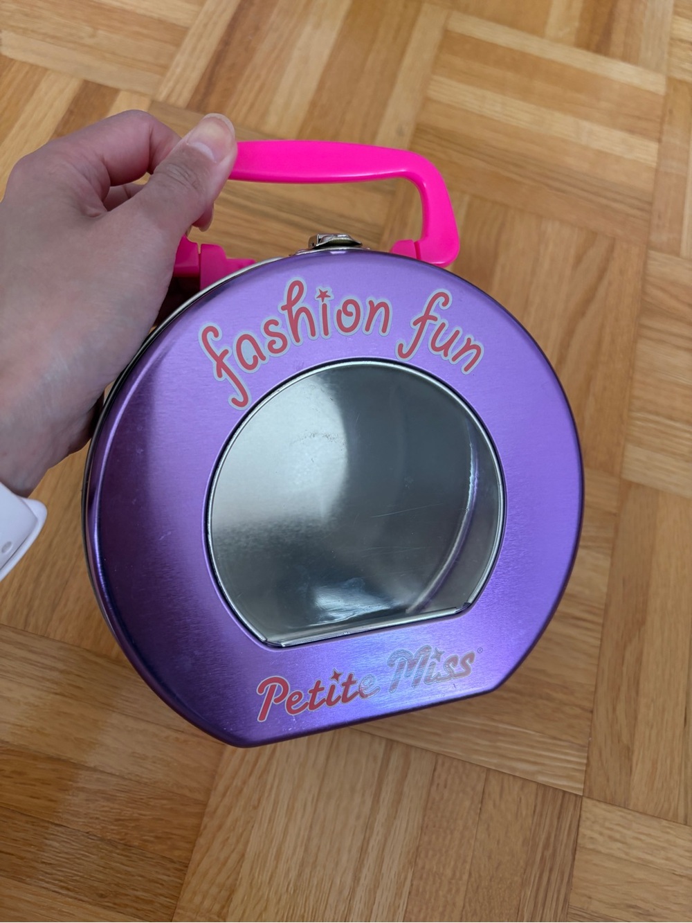 'Fashion Fun' Purple Petite Miss Handbag Tin with Pink Handle